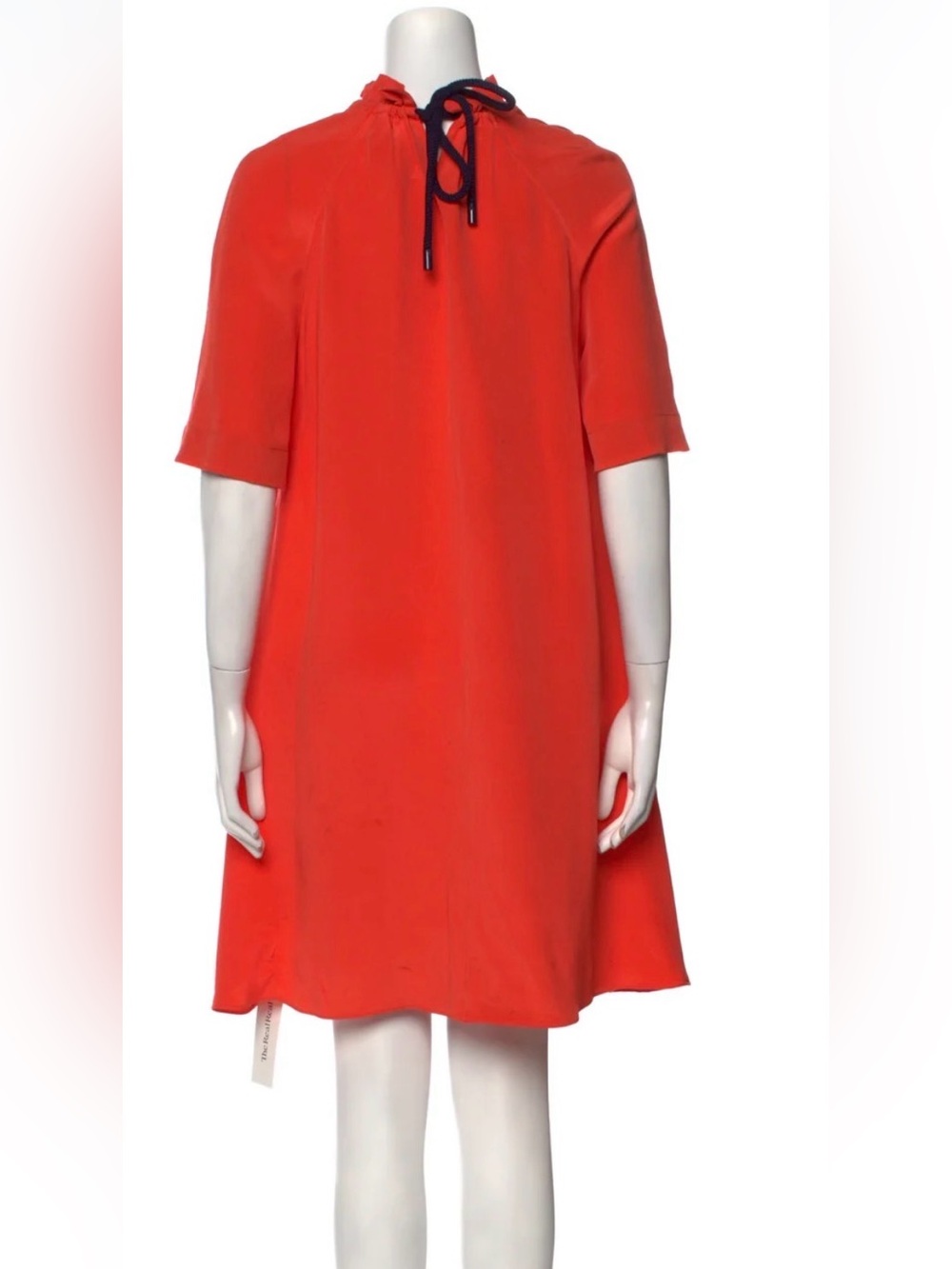 Roksanda Silk Tent Dress Ruffled Mock Neck Coral 10 - Picture 2 of 12